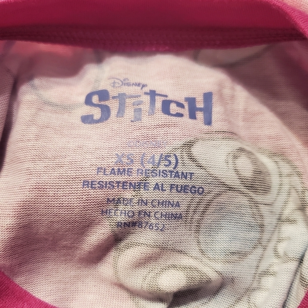 NWT Disney Kids Girl's Long Sleeved Stitch Nightgown Pajamas XS 4/5 - Picture 4 of 6